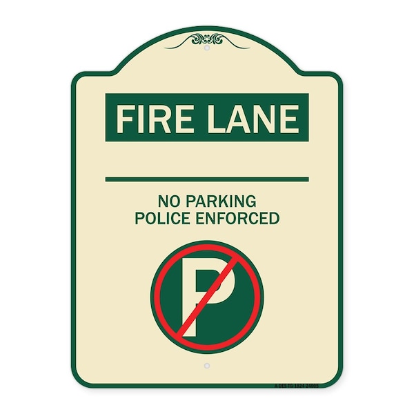 Fire Lane No Parking Police Enforced Heavy-Gauge Aluminum Sign, 24" x 18", TG-1824-24005